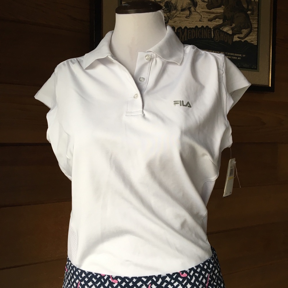 FILA 🏌🏻‍♀️White Cap Sleeve Athletic Tech Polo